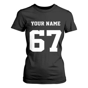 Personalized 67 Jersey Number T Shirt For Women Custom Name Varsity Sports 67th Birthday TS10 Black Print Your Wear