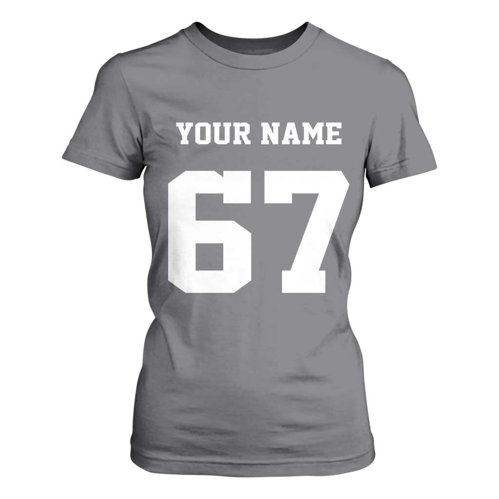 Personalized 67 Jersey Number T Shirt For Women Custom Name Varsity Sports 67th Birthday TS10 Charcoal Print Your Wear