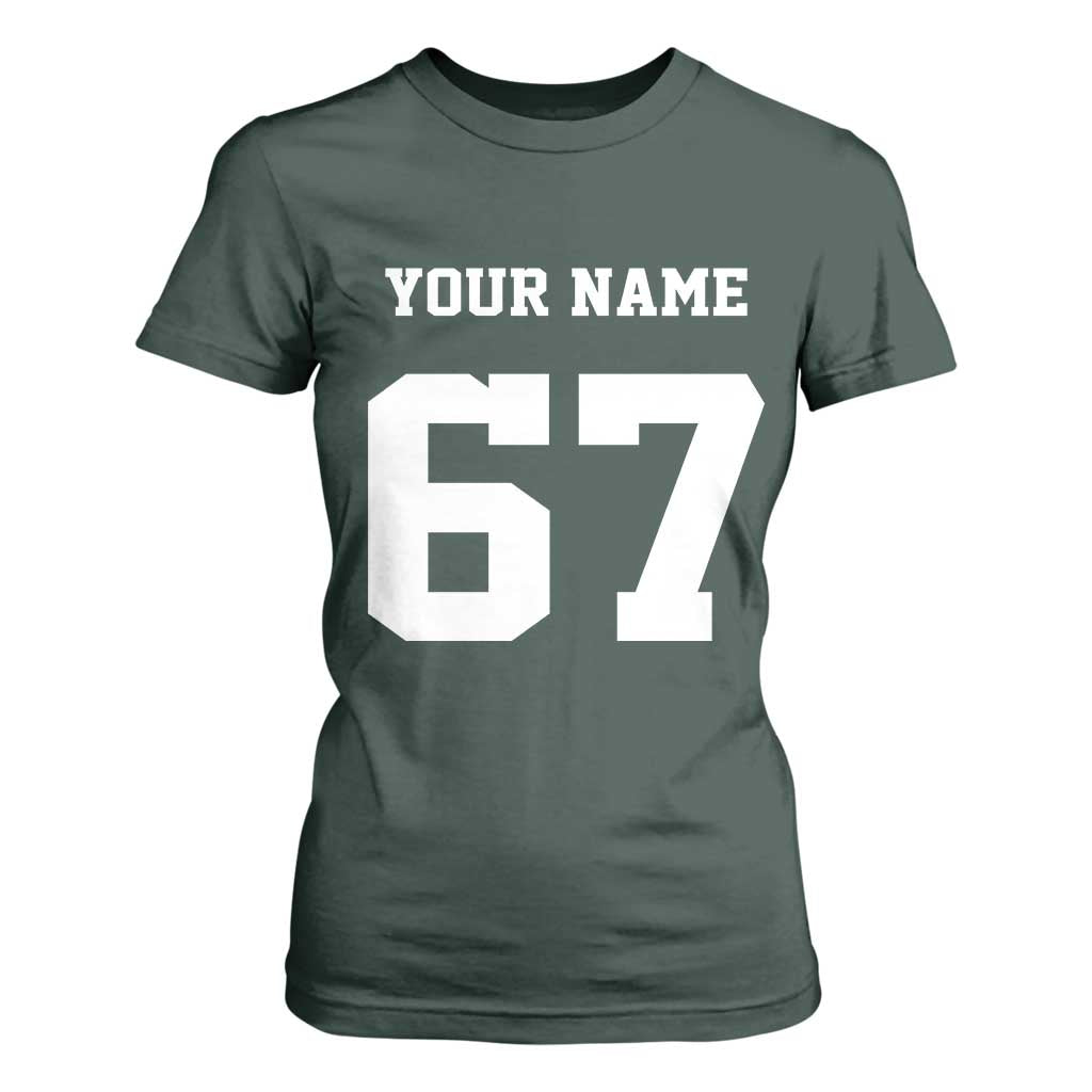 Personalized 67 Jersey Number T Shirt For Women Custom Name Varsity Sports 67th Birthday TS10 Dark Forest Green Print Your Wear