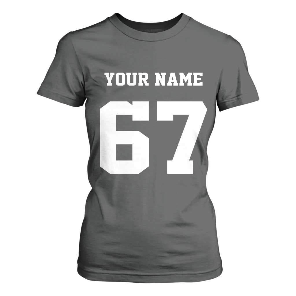 Personalized 67 Jersey Number T Shirt For Women Custom Name Varsity Sports 67th Birthday TS10 Dark Heather Print Your Wear