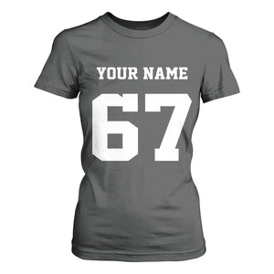 Personalized 67 Jersey Number T Shirt For Women Custom Name Varsity Sports 67th Birthday TS10 Dark Heather Print Your Wear