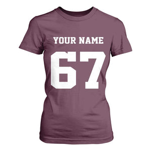 Personalized 67 Jersey Number T Shirt For Women Custom Name Varsity Sports 67th Birthday TS10 Maroon Print Your Wear