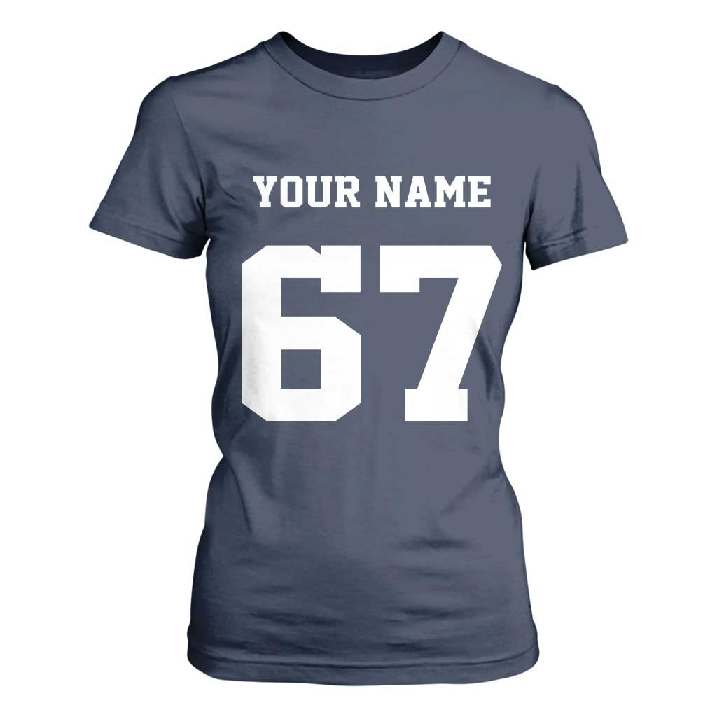 Personalized 67 Jersey Number T Shirt For Women Custom Name Varsity Sports 67th Birthday TS10 Navy Print Your Wear