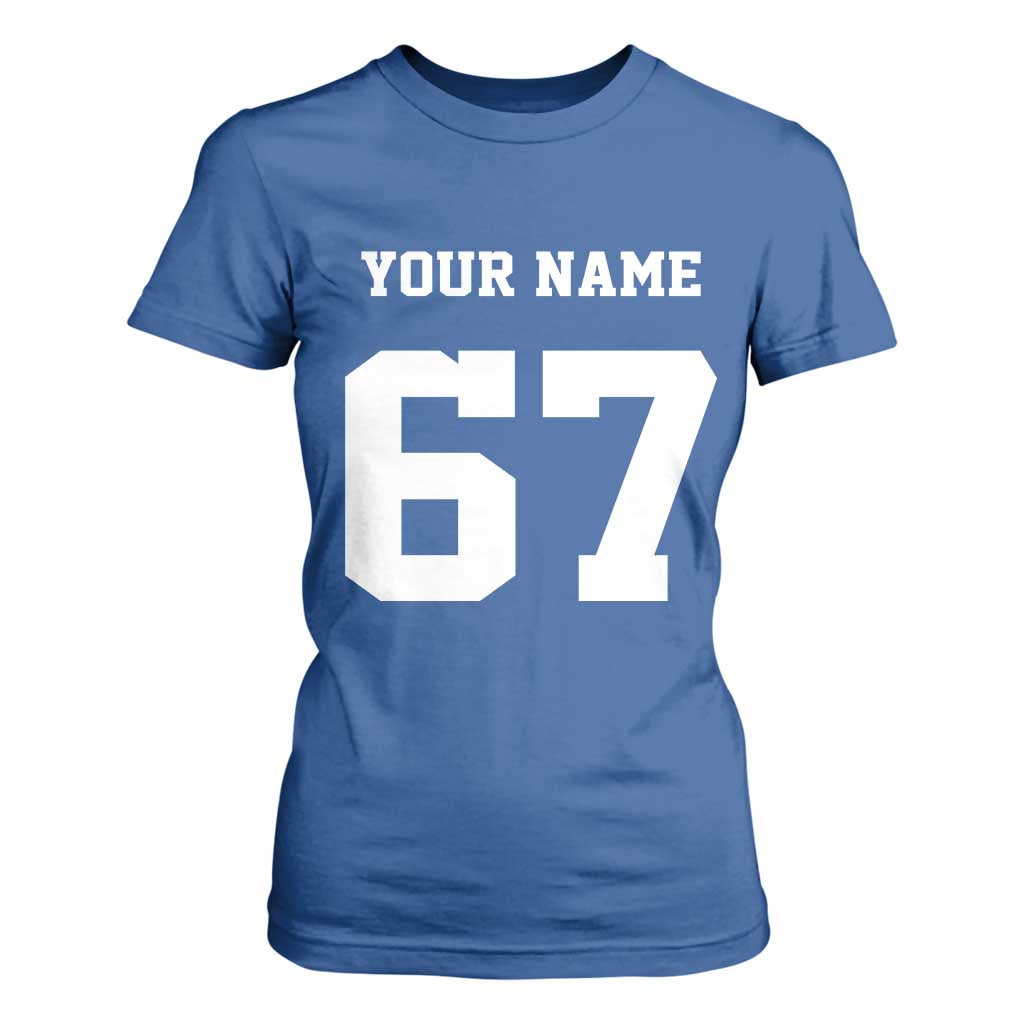 Personalized 67 Jersey Number T Shirt For Women Custom Name Varsity Sports 67th Birthday TS10 Royal Blue Print Your Wear