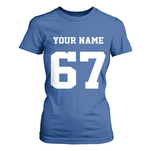Personalized 67 Jersey Number T Shirt For Women Custom Name Varsity Sports 67th Birthday TS10 Royal Blue Print Your Wear