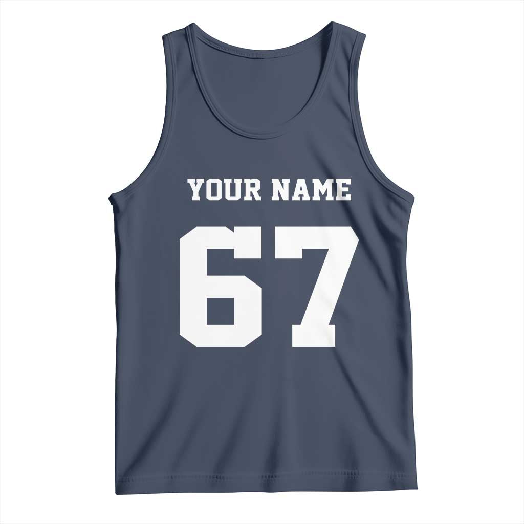Personalized 67 Jersey Number Tank Top Custom Name Varsity Sports 67th Birthday TS10 Navy Print Your Wear