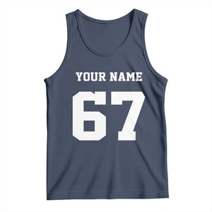 Personalized 67 Jersey Number Tank Top Custom Name Varsity Sports 67th Birthday TS10 Navy Print Your Wear
