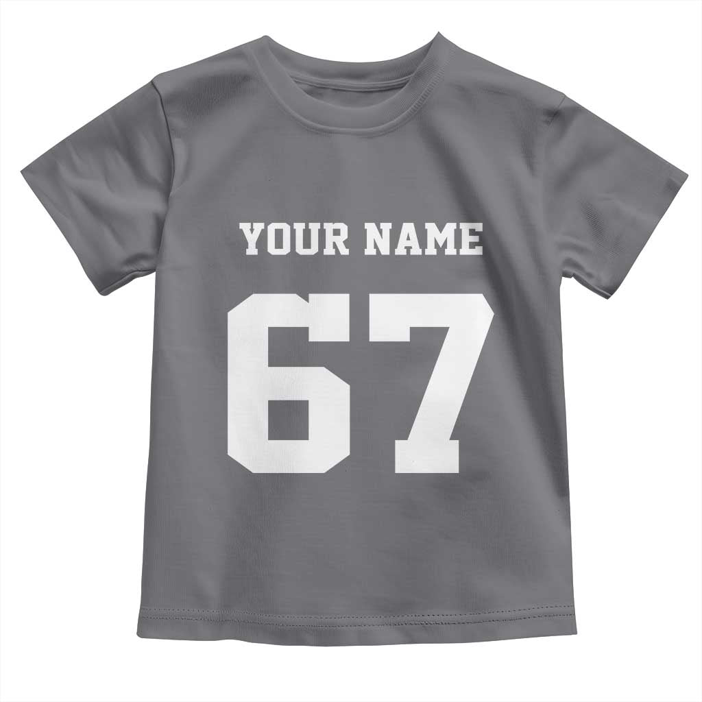 Personalized 67 Jersey Number Toddler T Shirt Custom Name Varsity Sports 67th Birthday TS10 Charcoal Print Your Wear