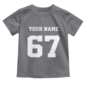 Personalized 67 Jersey Number Toddler T Shirt Custom Name Varsity Sports 67th Birthday TS10 Charcoal Print Your Wear