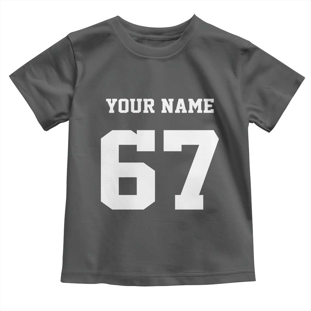 Personalized 67 Jersey Number Toddler T Shirt Custom Name Varsity Sports 67th Birthday TS10 Dark Heather Print Your Wear