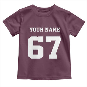 Personalized 67 Jersey Number Toddler T Shirt Custom Name Varsity Sports 67th Birthday TS10 Maroon Print Your Wear