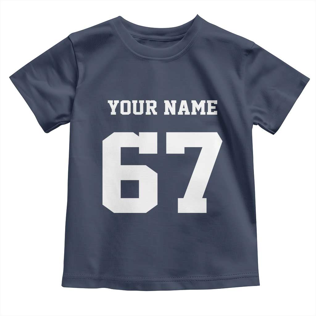 Personalized 67 Jersey Number Toddler T Shirt Custom Name Varsity Sports 67th Birthday TS10 Navy Print Your Wear