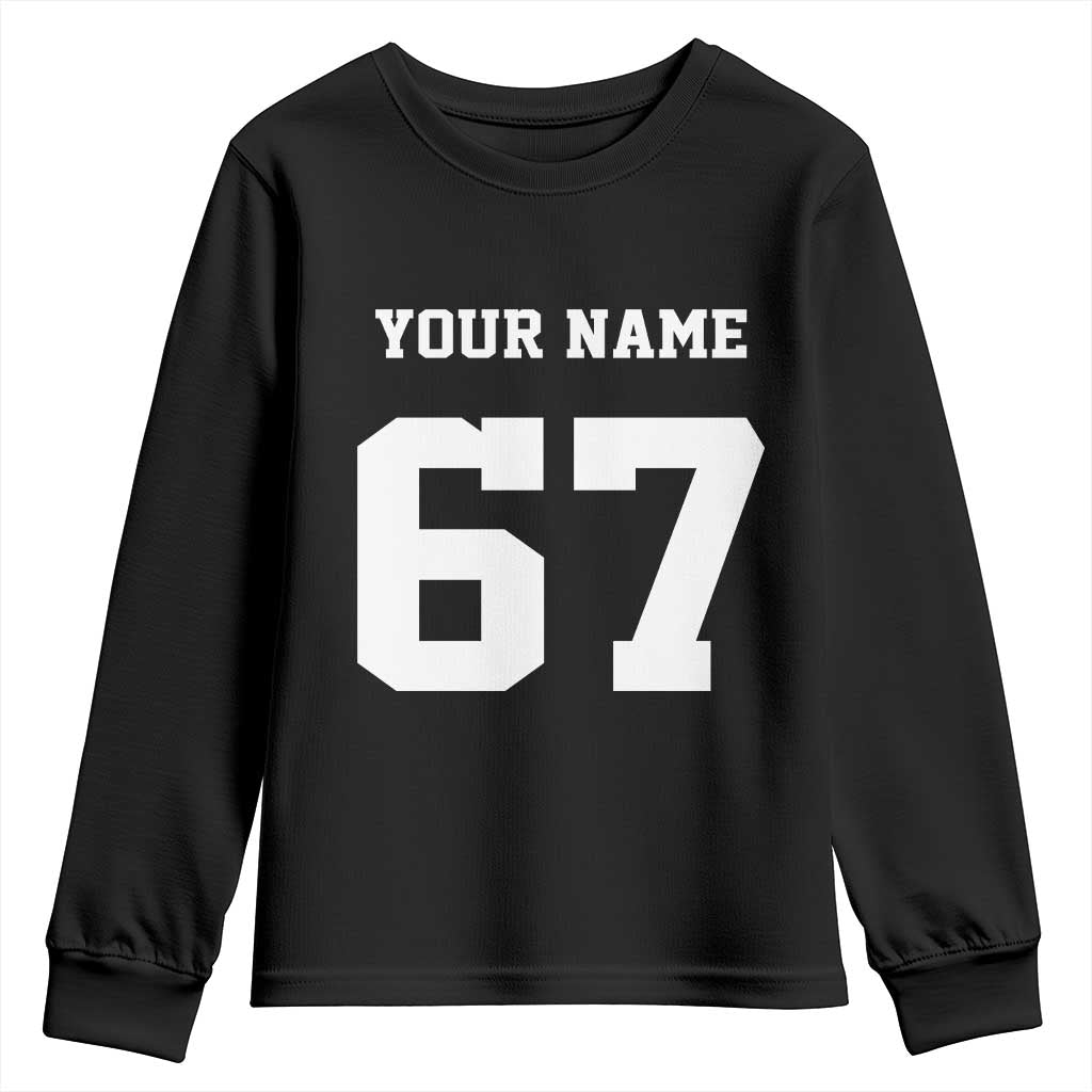 Personalized 67 Jersey Number Youth Sweatshirt Custom Name Varsity Sports 67th Birthday TS10 Black Print Your Wear
