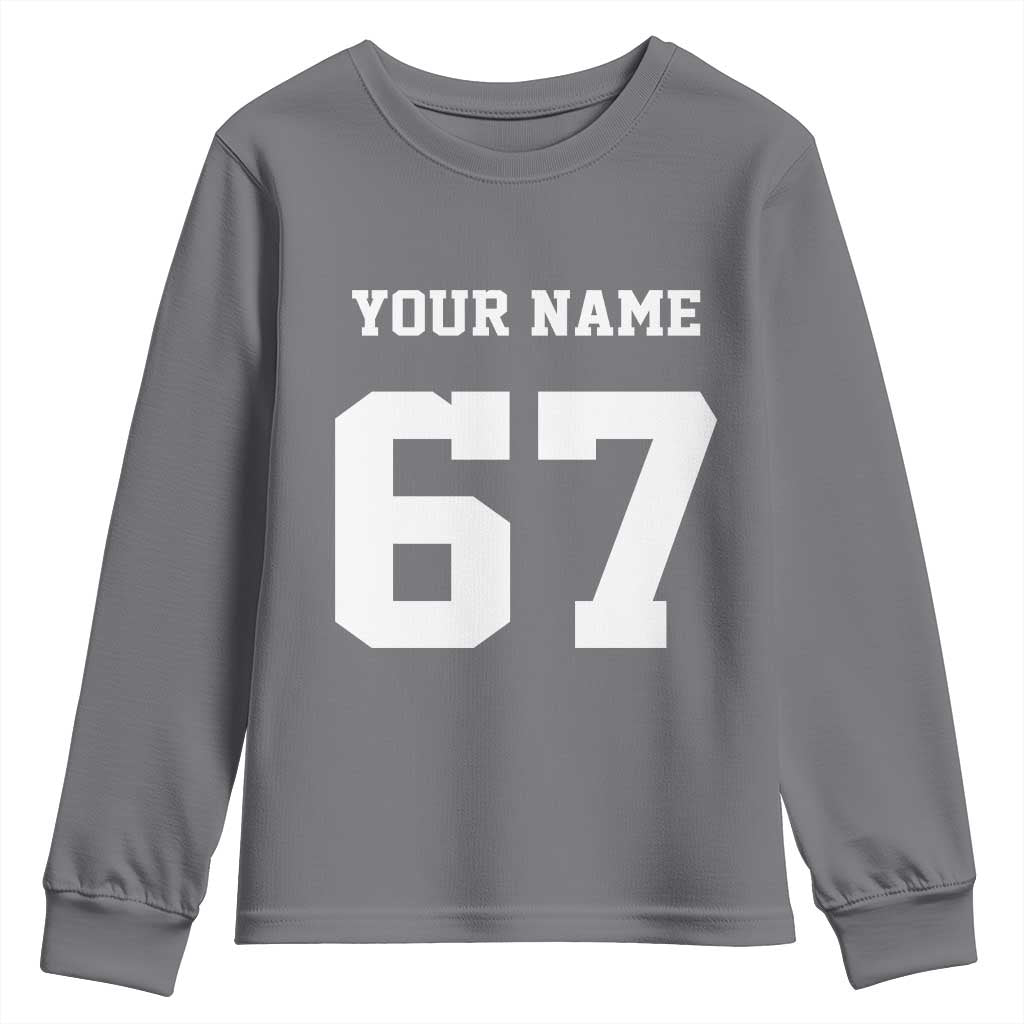 Personalized 67 Jersey Number Youth Sweatshirt Custom Name Varsity Sports 67th Birthday TS10 Charcoal Print Your Wear