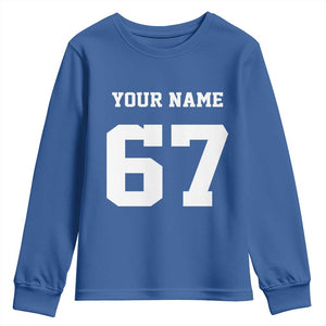 Personalized 67 Jersey Number Youth Sweatshirt Custom Name Varsity Sports 67th Birthday TS10 Royal Blue Print Your Wear