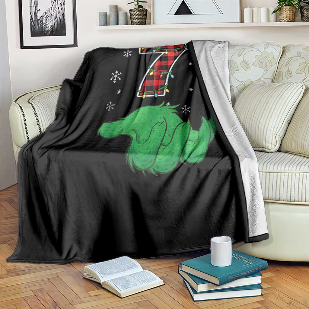 Number 7 Matching 67 Christmas Throw Blanket Red Plaid Xmas Pajamas Holiday Gen Alpha Slang Meme TS10 Print Your Wear