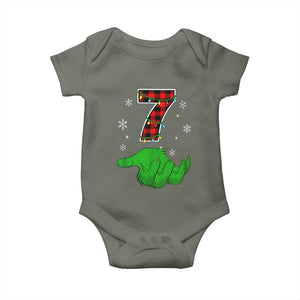 Number 7 Matching 67 Christmas Baby Onesie Red Plaid Xmas Pajamas Holiday Gen Alpha Slang Meme TS10 Military Green Print Your Wear