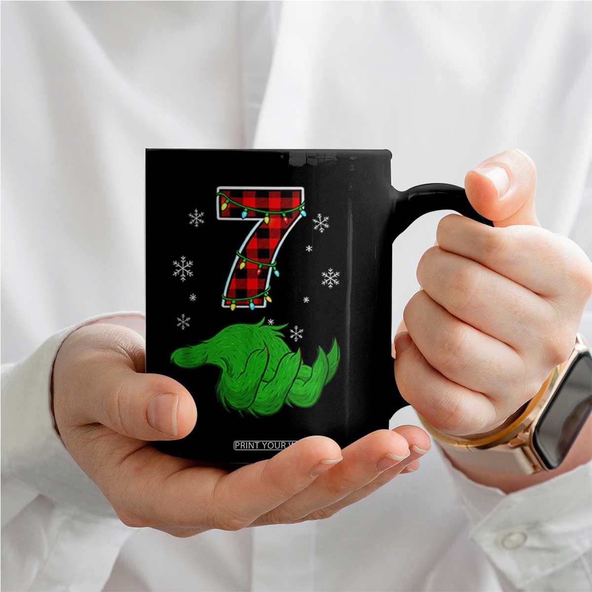 Number 7 Matching 67 Christmas Coffee Mug Red Plaid Xmas Pajamas Holiday Gen Alpha Slang Meme TS10 Print Your Wear