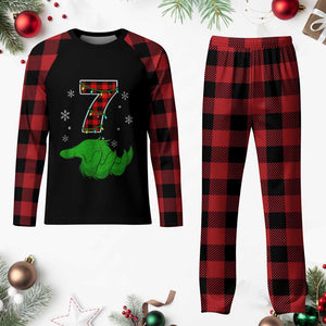 Number 7 Matching 67 Christmas Plaid Pajama Set Red Plaid Xmas Pajamas Holiday Gen Alpha Slang Meme TS10 Buffalo Plaid Print Your Wear