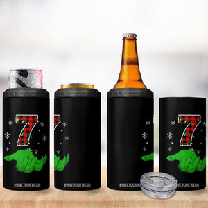 Number 7 Matching 67 Christmas 4 in 1 Can Cooler Tumbler Red Plaid Xmas Pajamas Holiday Gen Alpha Slang Meme TS10 Print Your Wear