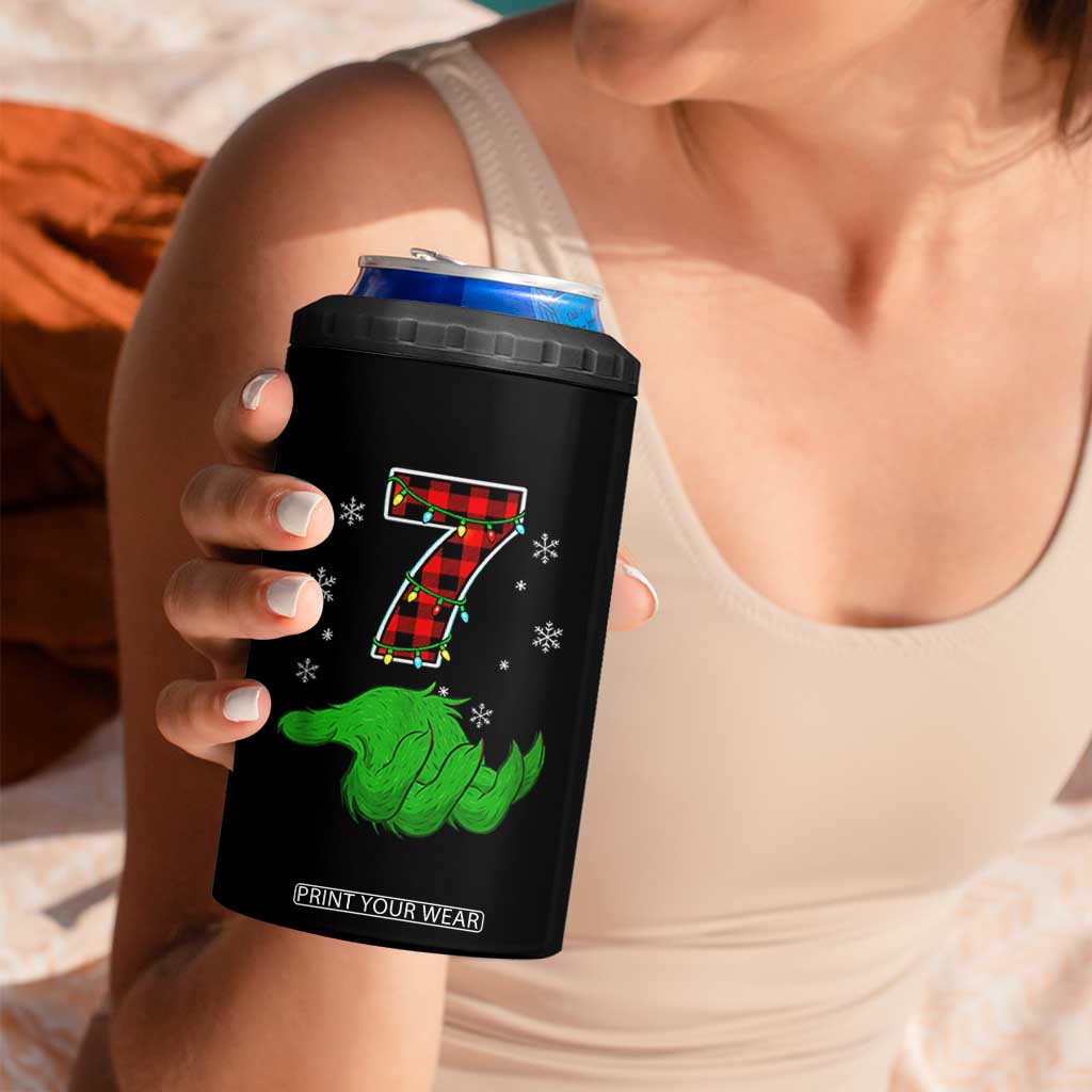 Number 7 Matching 67 Christmas 4 in 1 Can Cooler Tumbler Red Plaid Xmas Pajamas Holiday Gen Alpha Slang Meme TS10 Print Your Wear