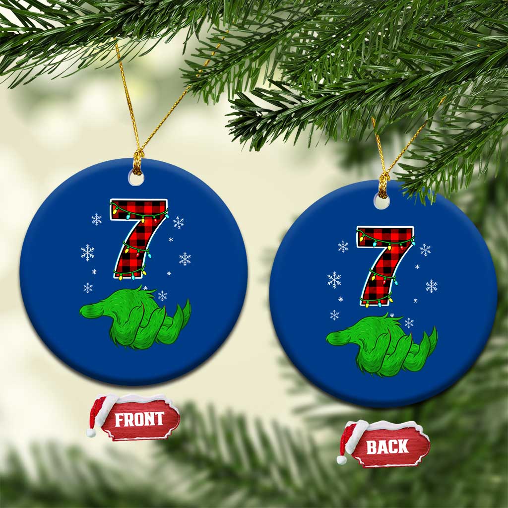 Number 7 Matching 67 Christmas Ceramic Ornament Red Plaid Xmas Pajamas Holiday Gen Alpha Slang Meme TS10 1pc Blue Print Your Wear