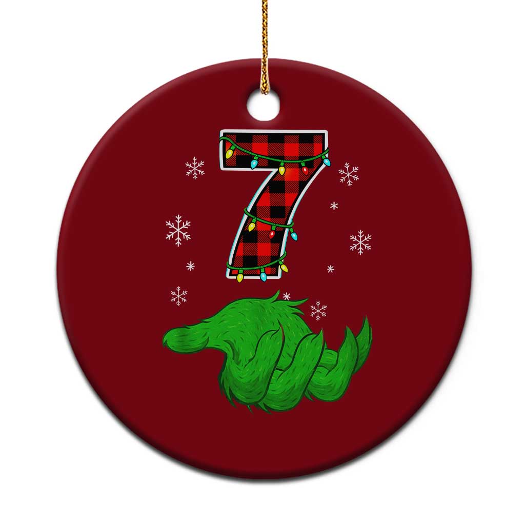 Number 7 Matching 67 Christmas Ceramic Ornament Red Plaid Xmas Pajamas Holiday Gen Alpha Slang Meme TS10 1pc Red Print Your Wear