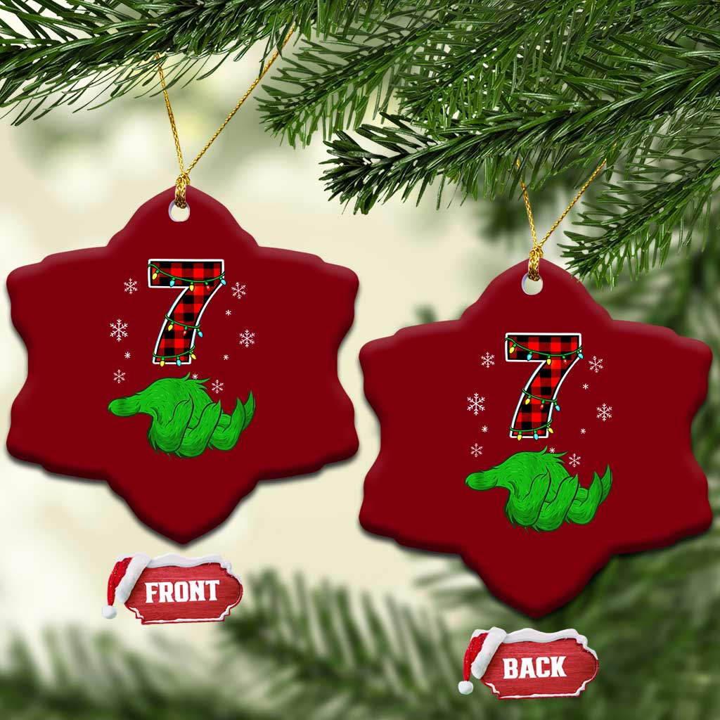 Number 7 Matching 67 Christmas Ceramic Ornament Red Plaid Xmas Pajamas Holiday Gen Alpha Slang Meme TS10 Print Your Wear