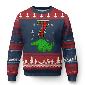 Number 7 Matching 67 Xmas Ugly Christmas Sweater Red Plaid Xmas Pajamas Holiday Gen Alpha Slang Meme TS10 Navy Red Print Your Wear