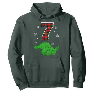 Number 7 Matching 67 Christmas Hoodie Red Plaid Xmas Pajamas Holiday Gen Alpha Slang Meme TS10 Dark Forest Green Print Your Wear