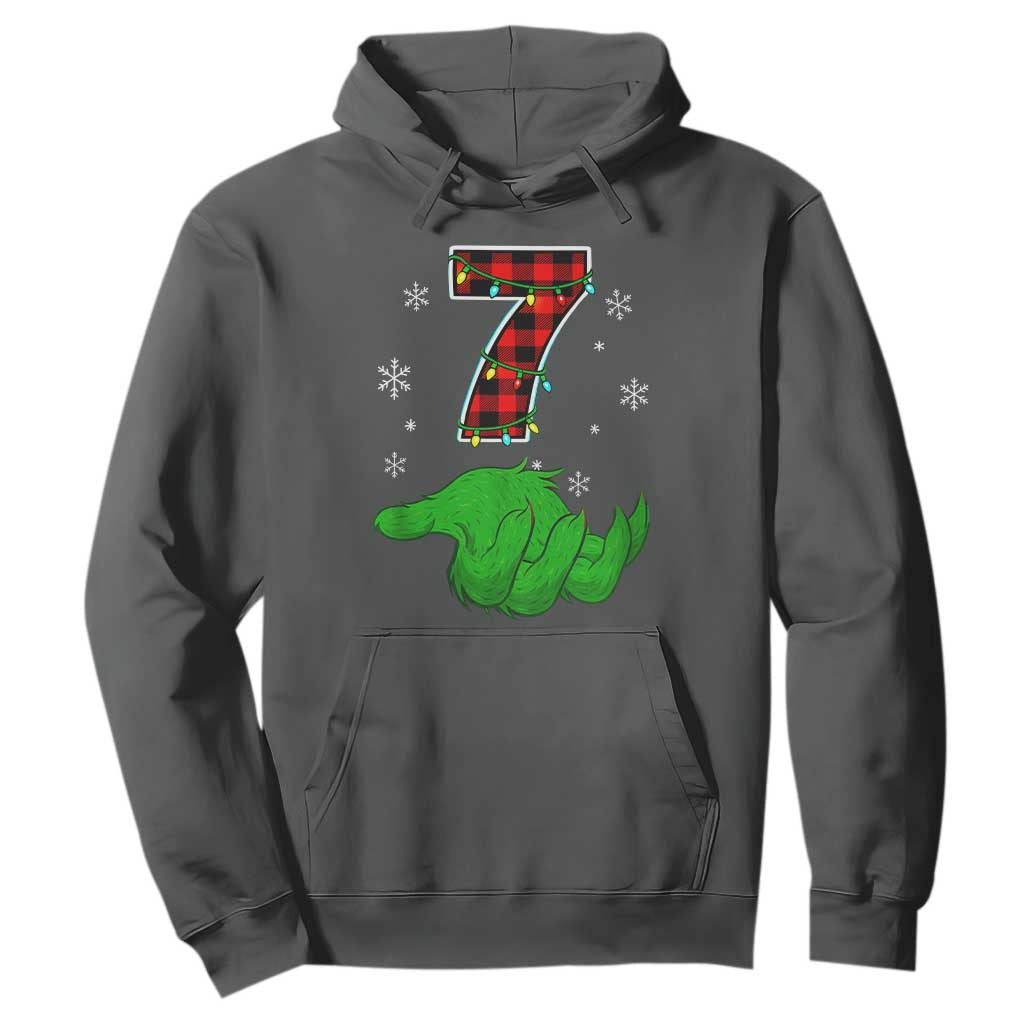 Number 7 Matching 67 Christmas Hoodie Red Plaid Xmas Pajamas Holiday Gen Alpha Slang Meme TS10 Dark Heather Print Your Wear