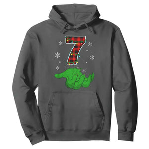 Number 7 Matching 67 Christmas Hoodie Red Plaid Xmas Pajamas Holiday Gen Alpha Slang Meme TS10 Dark Heather Print Your Wear