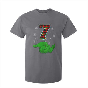 Number 7 Matching 67 Christmas T Shirt For Kid Red Plaid Xmas Pajamas Holiday Gen Alpha Slang Meme TS10 Charcoal Print Your Wear