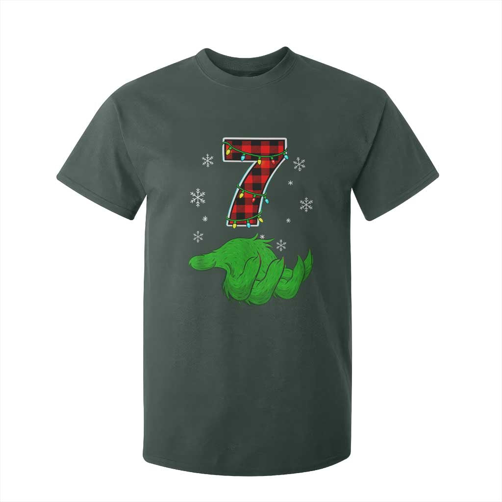 Number 7 Matching 67 Christmas T Shirt For Kid Red Plaid Xmas Pajamas Holiday Gen Alpha Slang Meme TS10 Dark Forest Green Print Your Wear