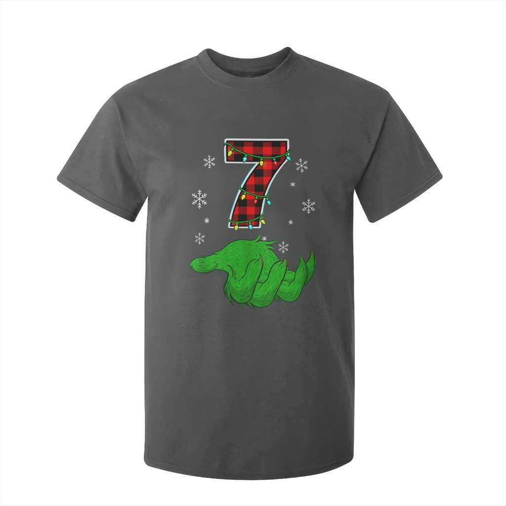 Number 7 Matching 67 Christmas T Shirt For Kid Red Plaid Xmas Pajamas Holiday Gen Alpha Slang Meme TS10 Dark Heather Print Your Wear