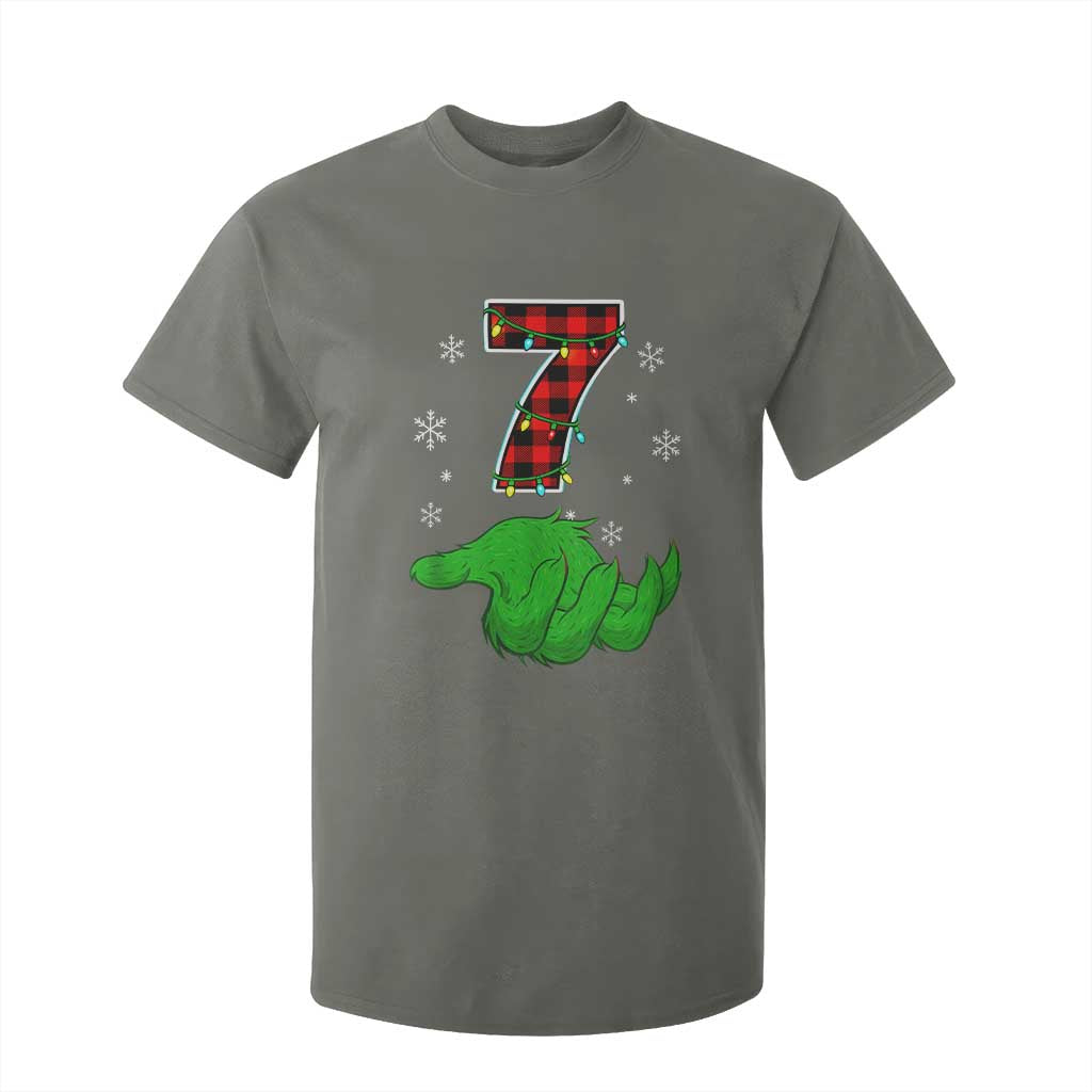 Number 7 Matching 67 Christmas T Shirt For Kid Red Plaid Xmas Pajamas Holiday Gen Alpha Slang Meme TS10 Military Green Print Your Wear