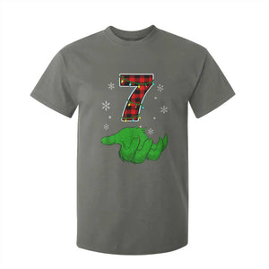 Number 7 Matching 67 Christmas T Shirt For Kid Red Plaid Xmas Pajamas Holiday Gen Alpha Slang Meme TS10 Military Green Print Your Wear