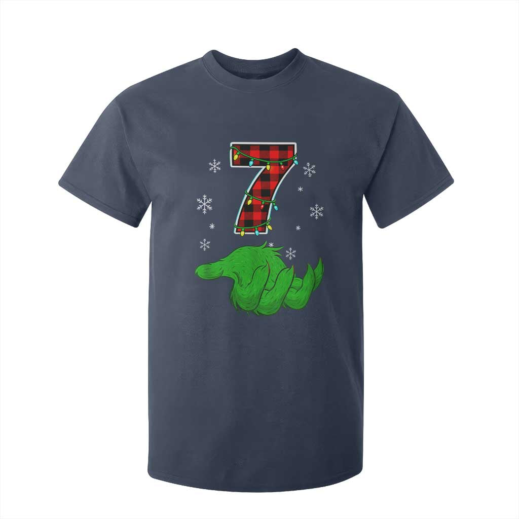Number 7 Matching 67 Christmas T Shirt For Kid Red Plaid Xmas Pajamas Holiday Gen Alpha Slang Meme TS10 Navy Print Your Wear