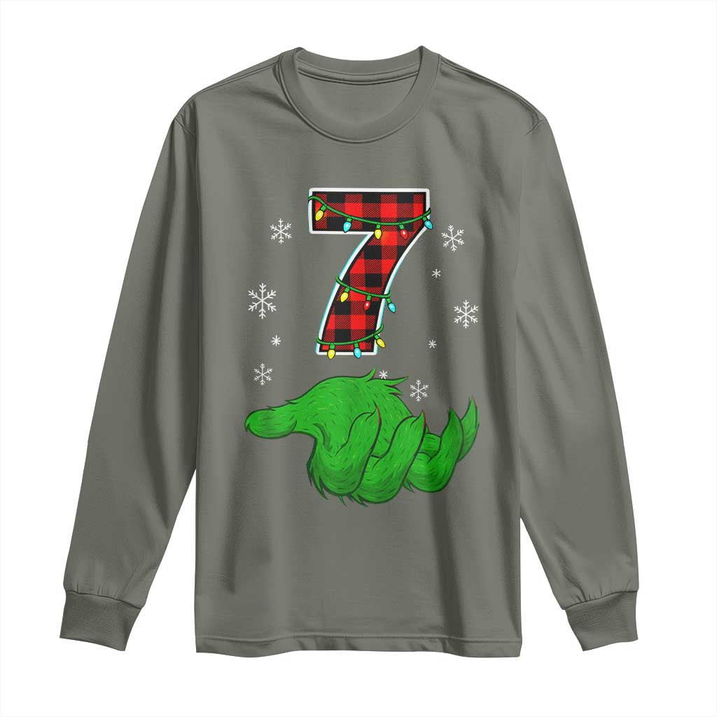 Number 7 Matching 67 Christmas Long Sleeve Shirt Red Plaid Xmas Pajamas Holiday Gen Alpha Slang Meme TS10 Military Green Print Your Wear