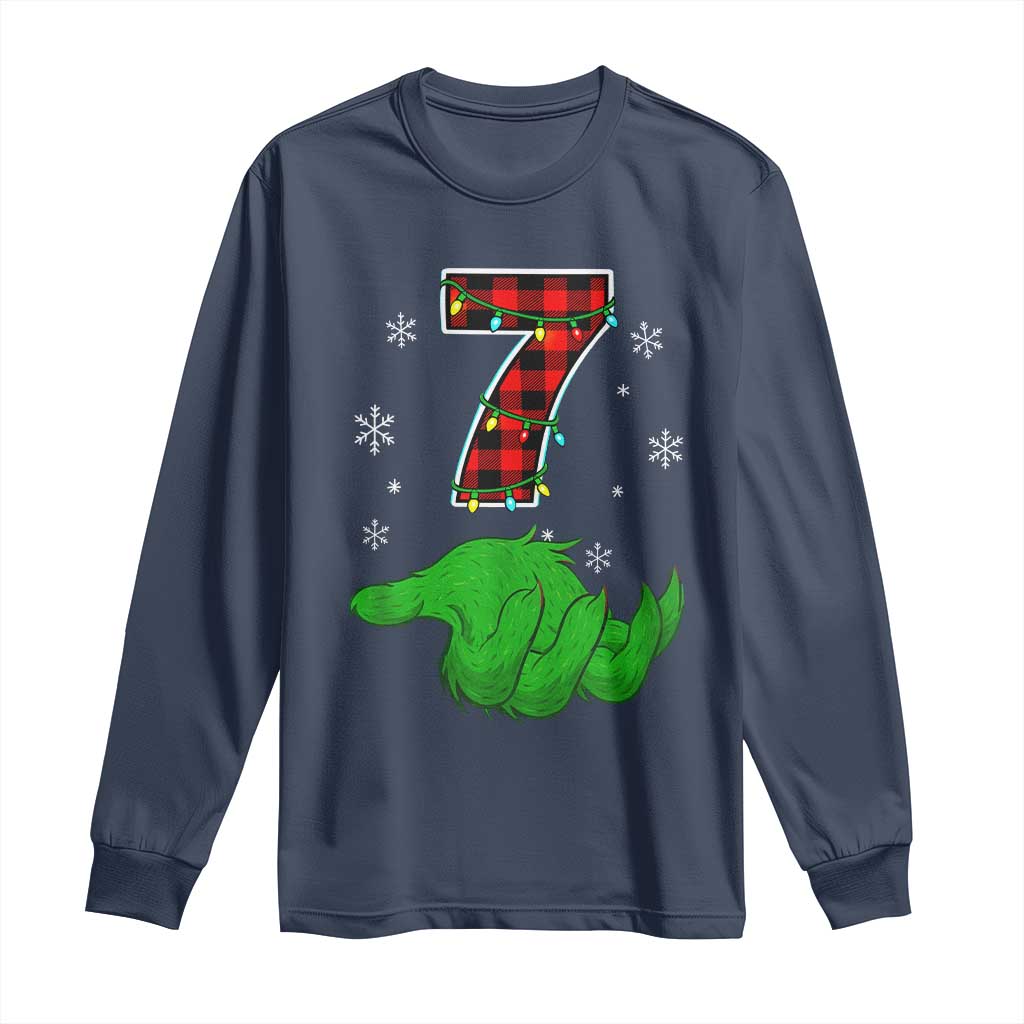 Number 7 Matching 67 Christmas Long Sleeve Shirt Red Plaid Xmas Pajamas Holiday Gen Alpha Slang Meme TS10 Navy Print Your Wear