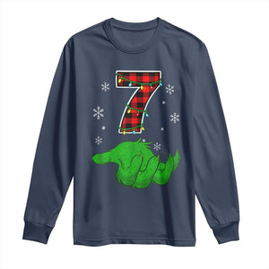 Number 7 Matching 67 Christmas Long Sleeve Shirt Red Plaid Xmas Pajamas Holiday Gen Alpha Slang Meme TS10 Navy Print Your Wear