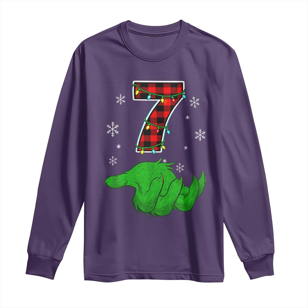Number 7 Matching 67 Christmas Long Sleeve Shirt Red Plaid Xmas Pajamas Holiday Gen Alpha Slang Meme TS10 Purple Print Your Wear