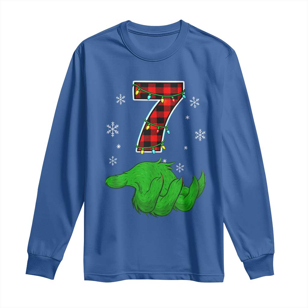 Number 7 Matching 67 Christmas Long Sleeve Shirt Red Plaid Xmas Pajamas Holiday Gen Alpha Slang Meme TS10 Royal Blue Print Your Wear