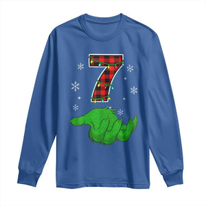 Number 7 Matching 67 Christmas Long Sleeve Shirt Red Plaid Xmas Pajamas Holiday Gen Alpha Slang Meme TS10 Royal Blue Print Your Wear