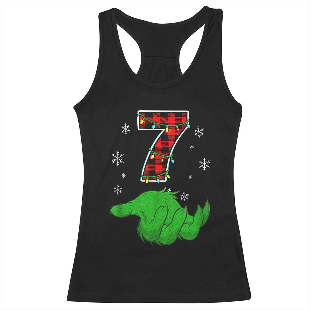 Number 7 Matching 67 Christmas Racerback Tank Top Red Plaid Xmas Pajamas Holiday Gen Alpha Slang Meme TS10 Black Print Your Wear