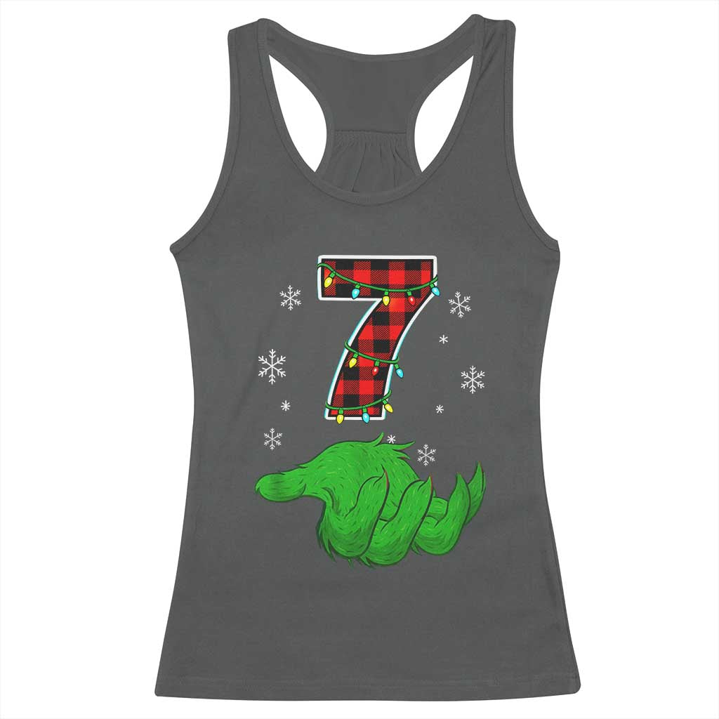 Number 7 Matching 67 Christmas Racerback Tank Top Red Plaid Xmas Pajamas Holiday Gen Alpha Slang Meme TS10 Dark Heather Print Your Wear