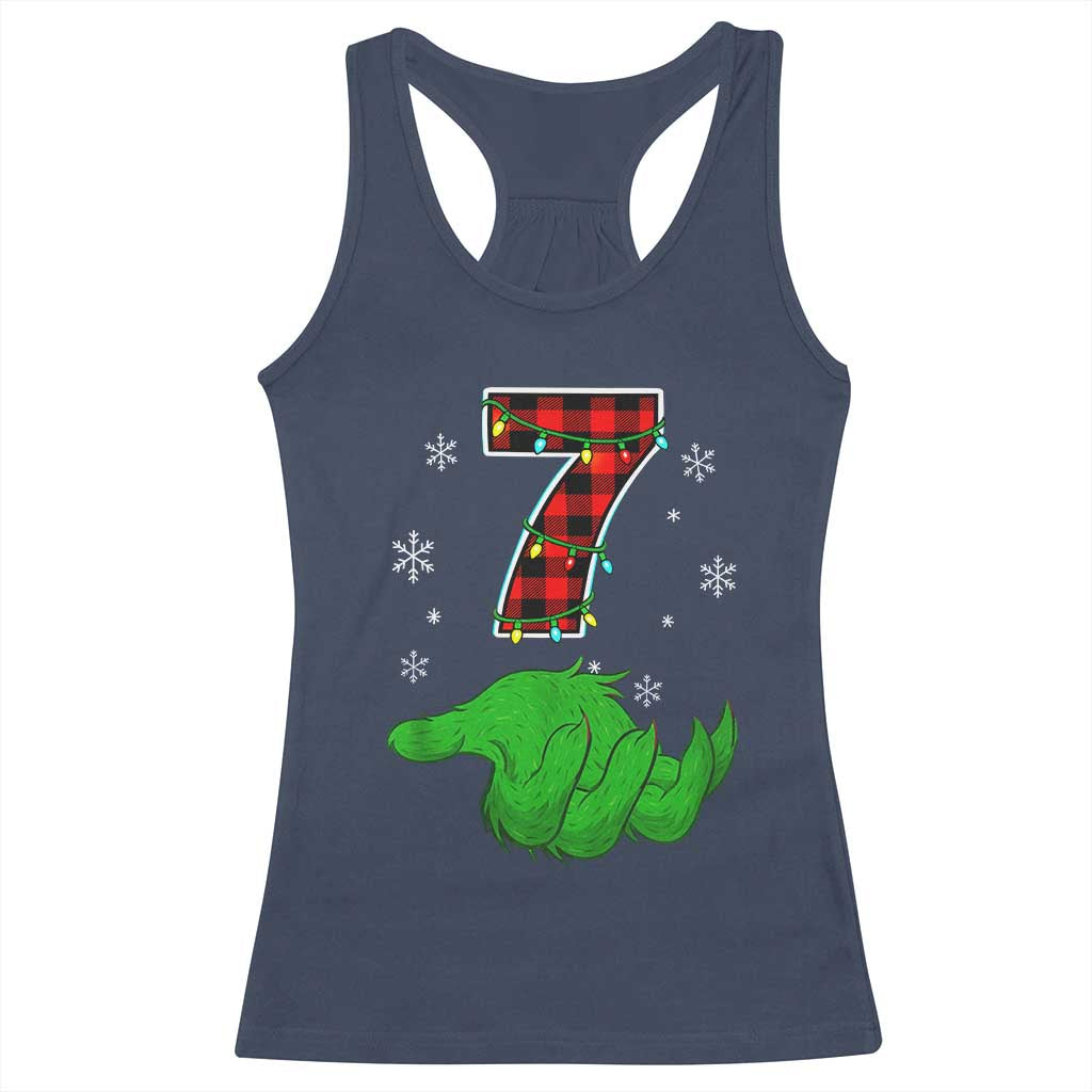 Number 7 Matching 67 Christmas Racerback Tank Top Red Plaid Xmas Pajamas Holiday Gen Alpha Slang Meme TS10 Navy Print Your Wear