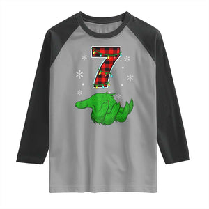 Number 7 Matching 67 Christmas Raglan Shirt Red Plaid Xmas Pajamas Holiday Gen Alpha Slang Meme TS10 Sport Gray Black Print Your Wear