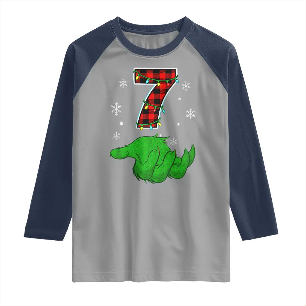 Number 7 Matching 67 Christmas Raglan Shirt Red Plaid Xmas Pajamas Holiday Gen Alpha Slang Meme TS10 Sport Gray Navy Print Your Wear