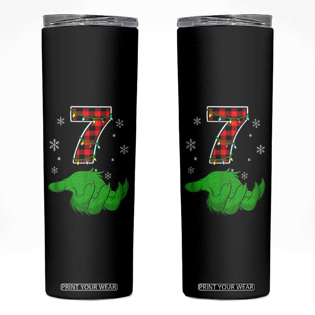 Number 7 Matching 67 Christmas Skinny Tumbler Red Plaid Xmas Pajamas Holiday Gen Alpha Slang Meme TS10 Black Print Your Wear